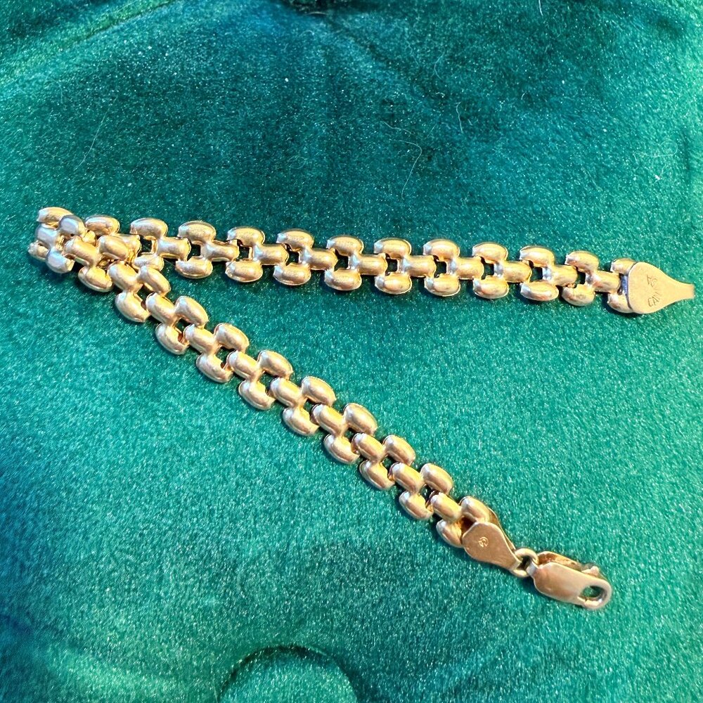 14K Gold Panther Bracelet 5.1g 6.5-6.75"